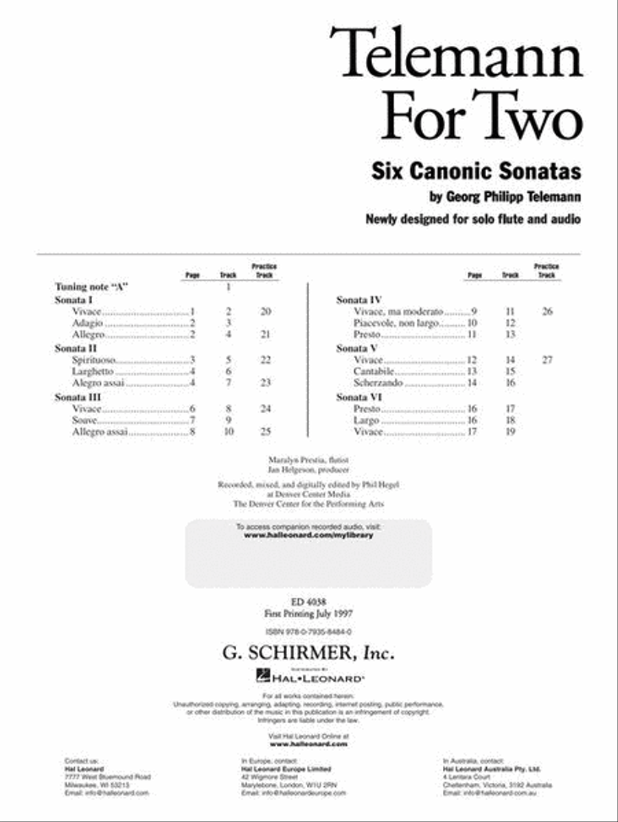 Telemann for Two Telemann for Two Flute Solo scores gallery preview page 3
