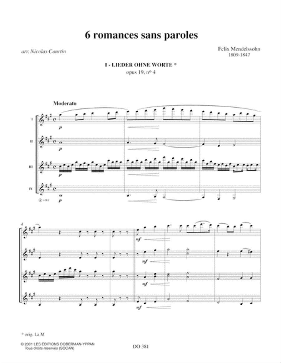 Six romances sans paroles Guitar Ensemble scores gallery preview page 3