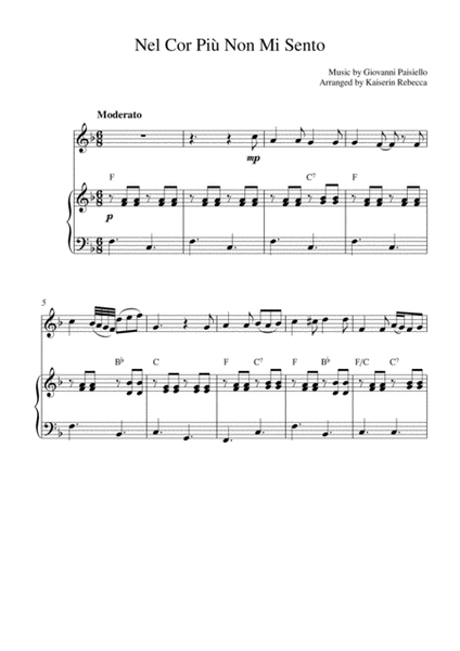 Nel Cor Più Non Mi Sento (for violin solo and piano accompaniment) image number null