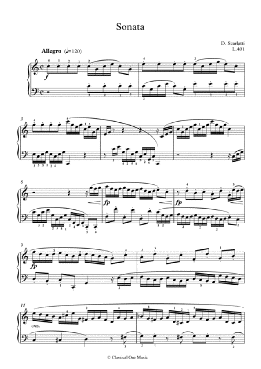 Scarlatti-Sonata in C-Major L.401 K.72(piano) Piano Solo scores gallery preview page 2