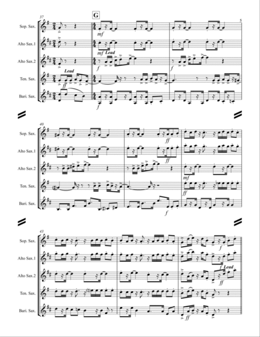 Tijuana Taxi Saxophone Quartet scores gallery preview page 6