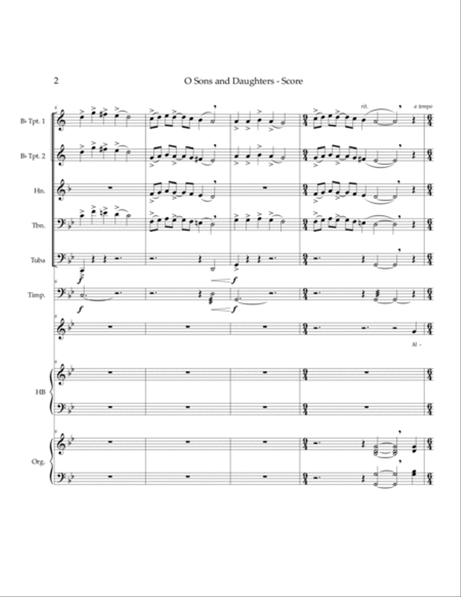 O Sons and Daughters - unison voices, organ, handbells, brass, timpani Unison Choir scores gallery preview page 3