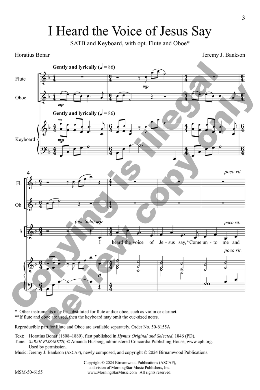 I Heard the Voice of Jesus Say (Choral Score) 4-Part scores gallery preview page 2