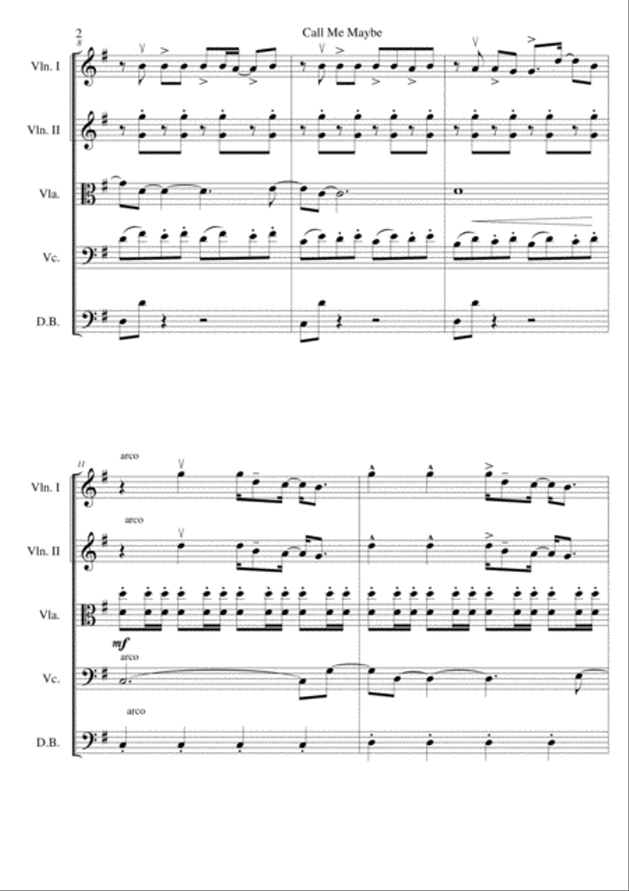 Call Me Maybe Call Me Maybe String Quartet scores gallery preview page 3