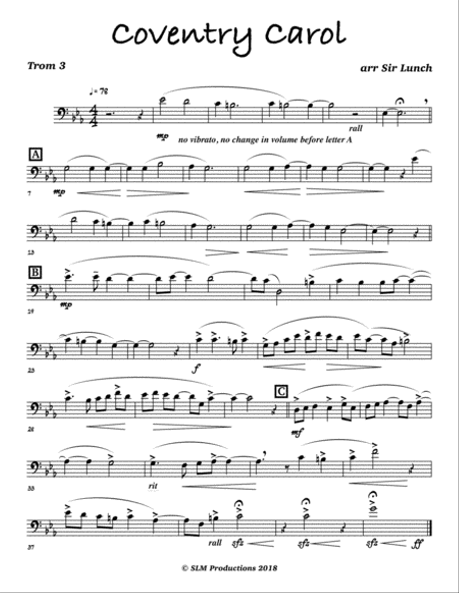 Coventry Carol Coventry Carol Brass Ensemble scores gallery preview page 3