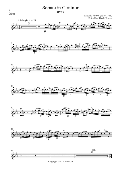Vivaldi RV53 Sonata in C minor. Solo oboe / trumpet / piccolo trumpet parts.