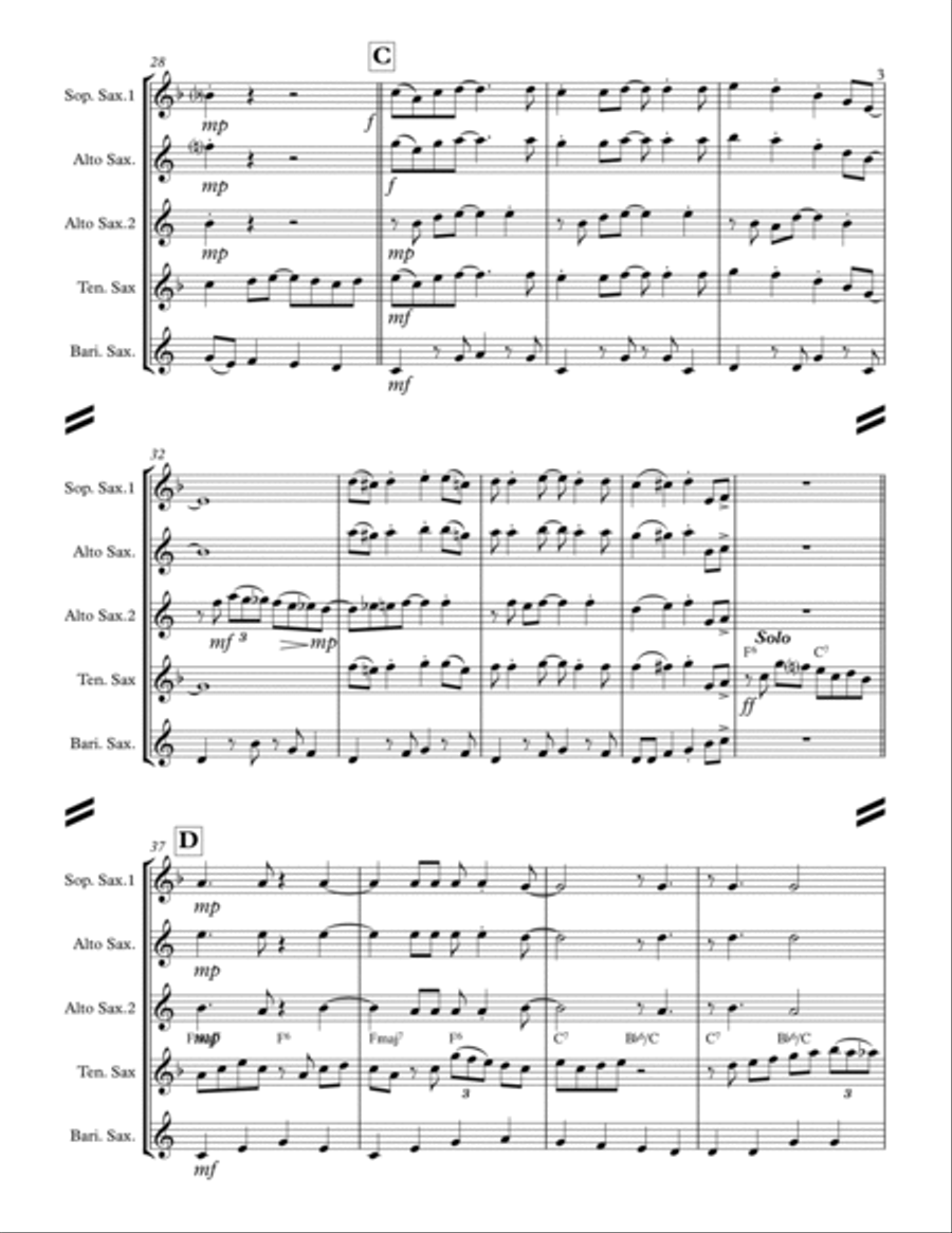 Rockin' Around The Christmas Tree Woodwind Quartet scores gallery preview page 4