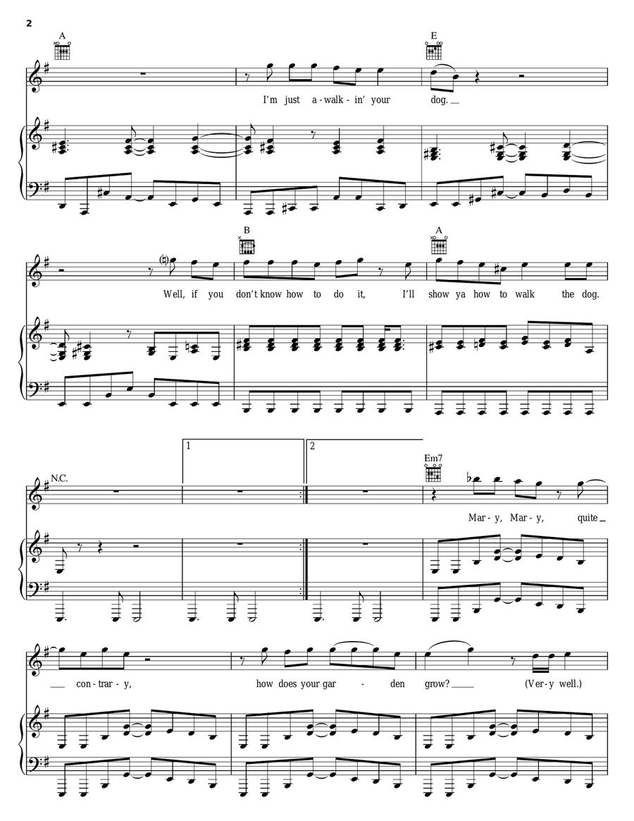 Walkin' The Dog Piano, Vocal, Guitar scores gallery preview page 2