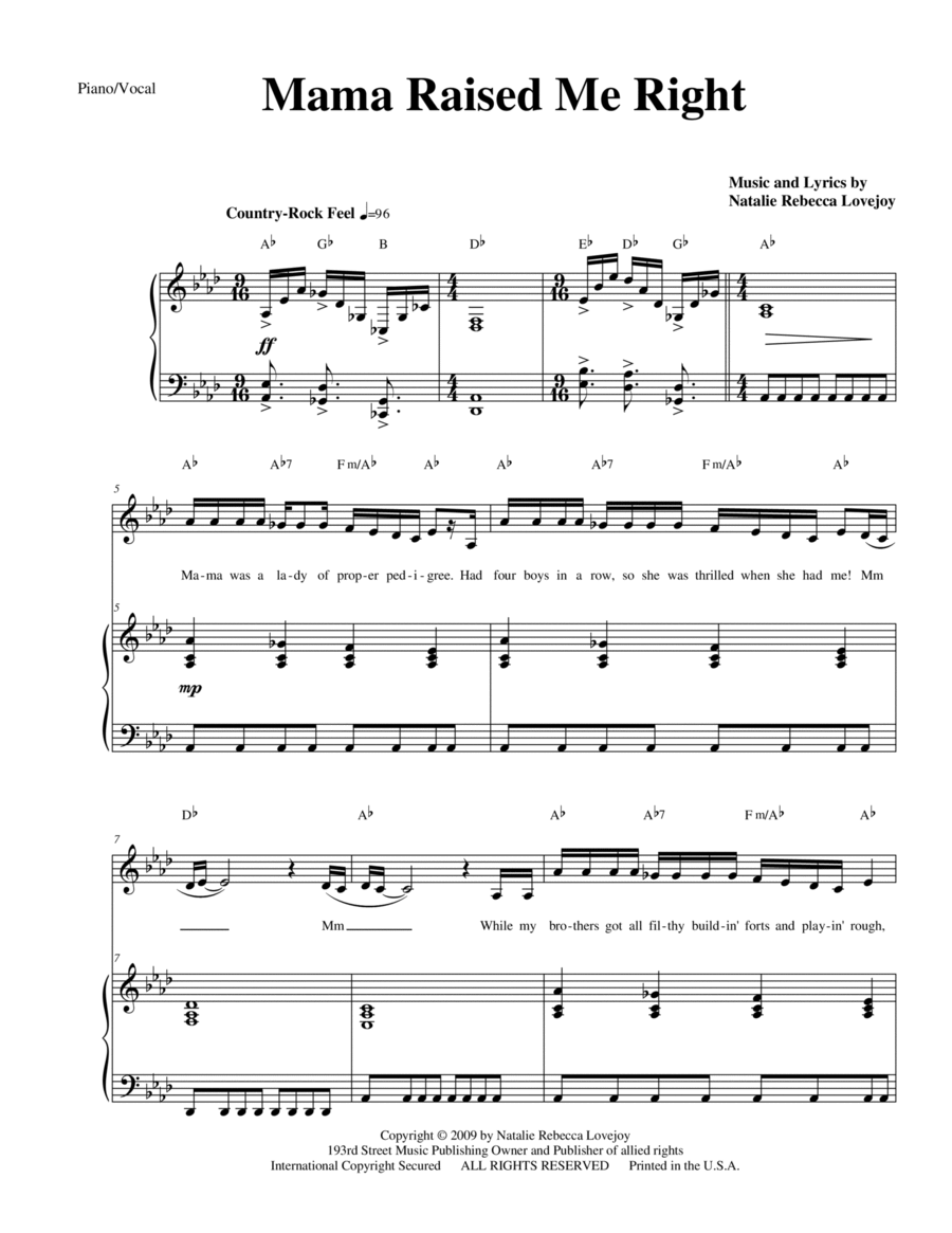 Mama Raised Me Right Alto Voice scores gallery preview page 1