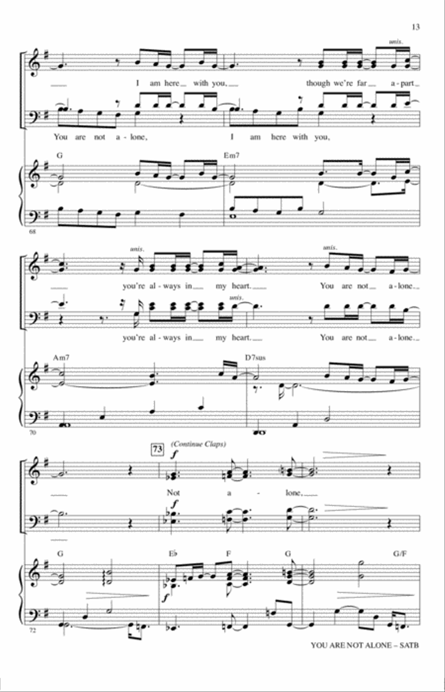 You Are Not Alone 4-Part scores gallery preview page 12
