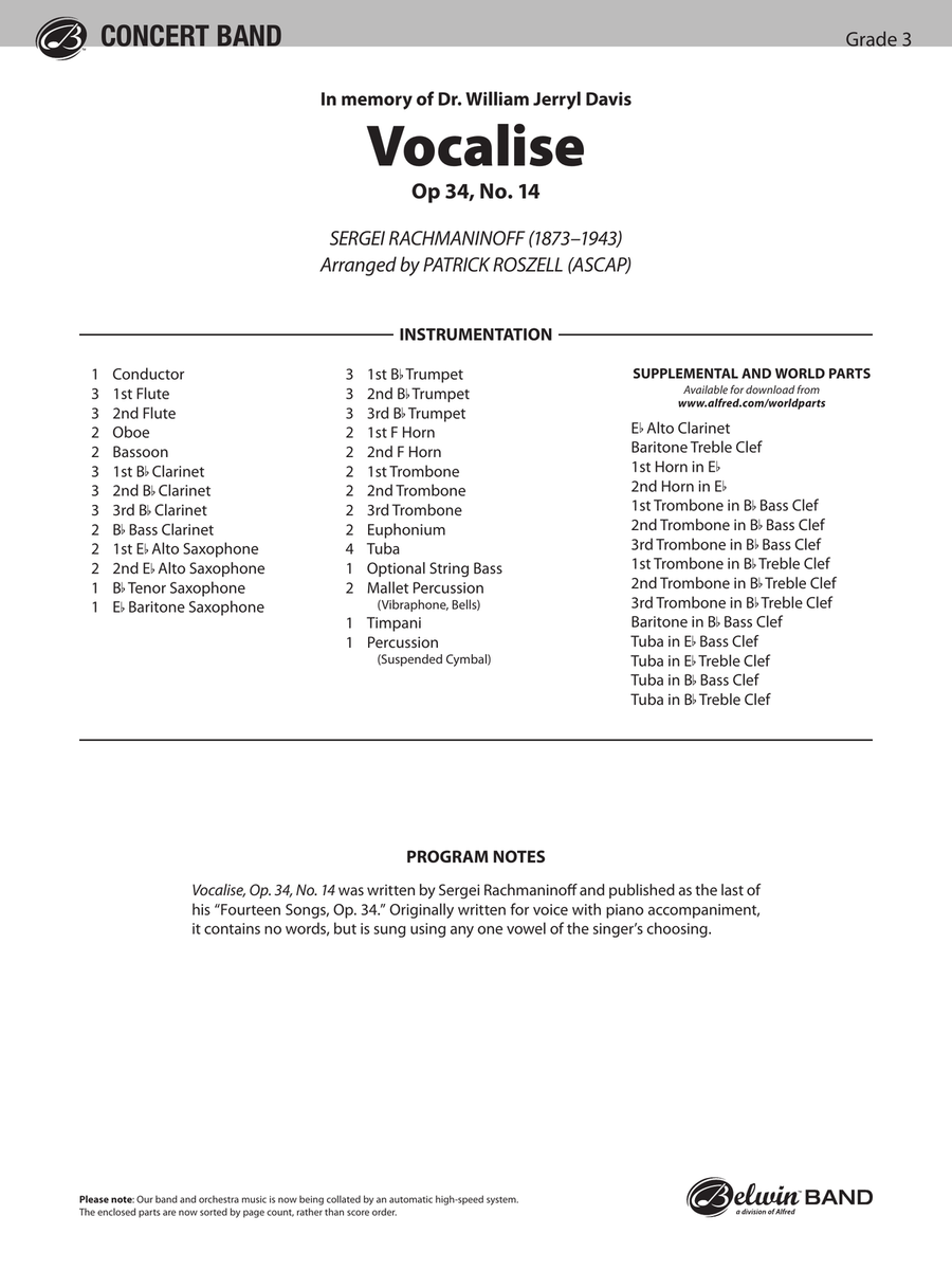 Vocalise, Op. 34, No. 14: Score