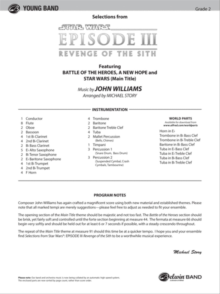 Star Wars®: Episode III Revenge of the Sith: Score Concert Band scores gallery preview page 1