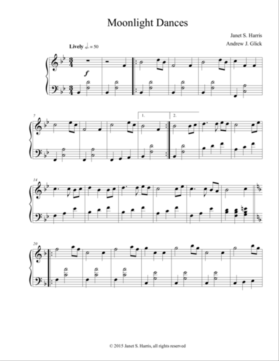 Moonlight Dances (piano, version 1) Piano Solo scores gallery preview page 1