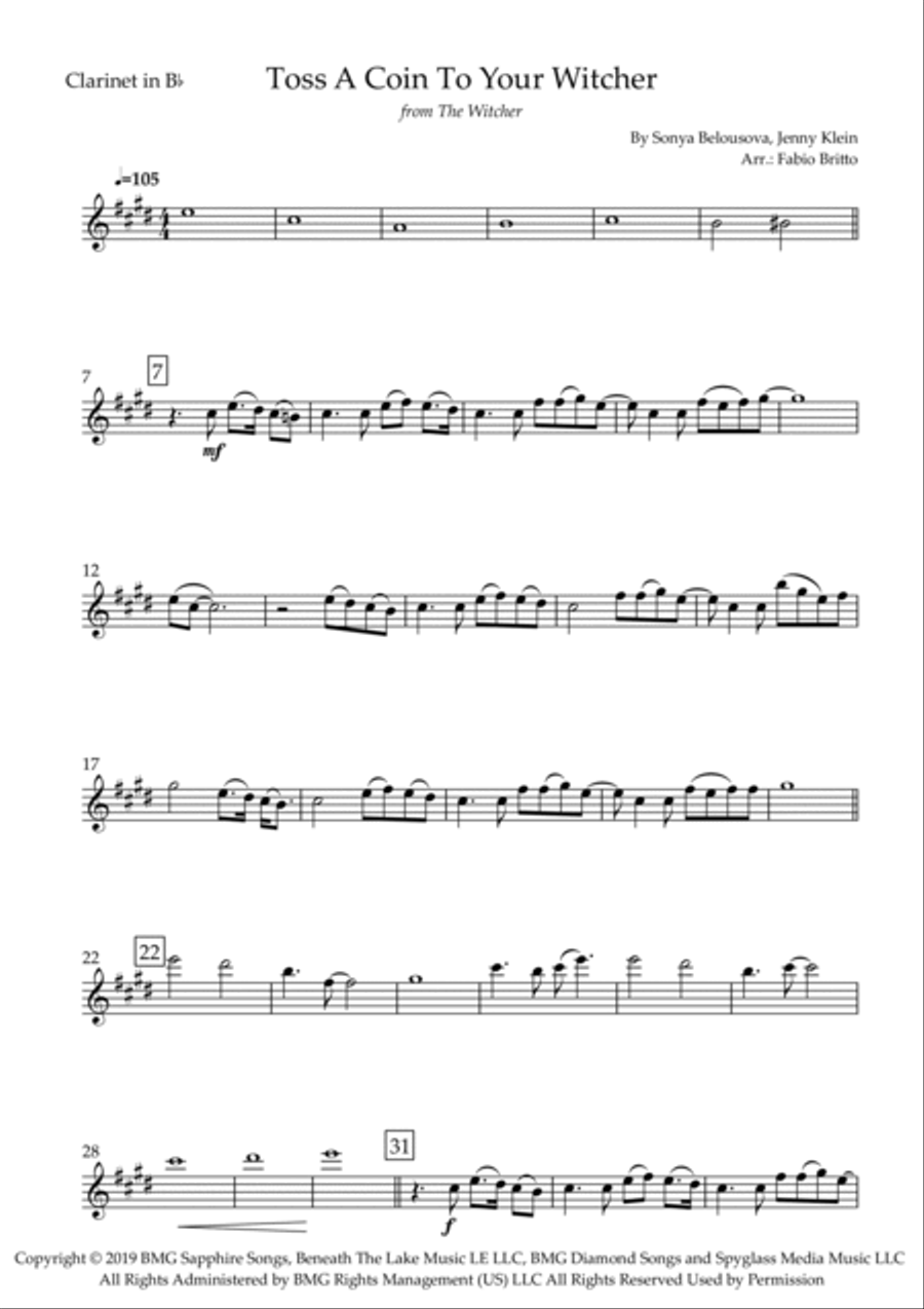 Toss A Coin To Your Witcher Clarinet Trio scores gallery preview page 5