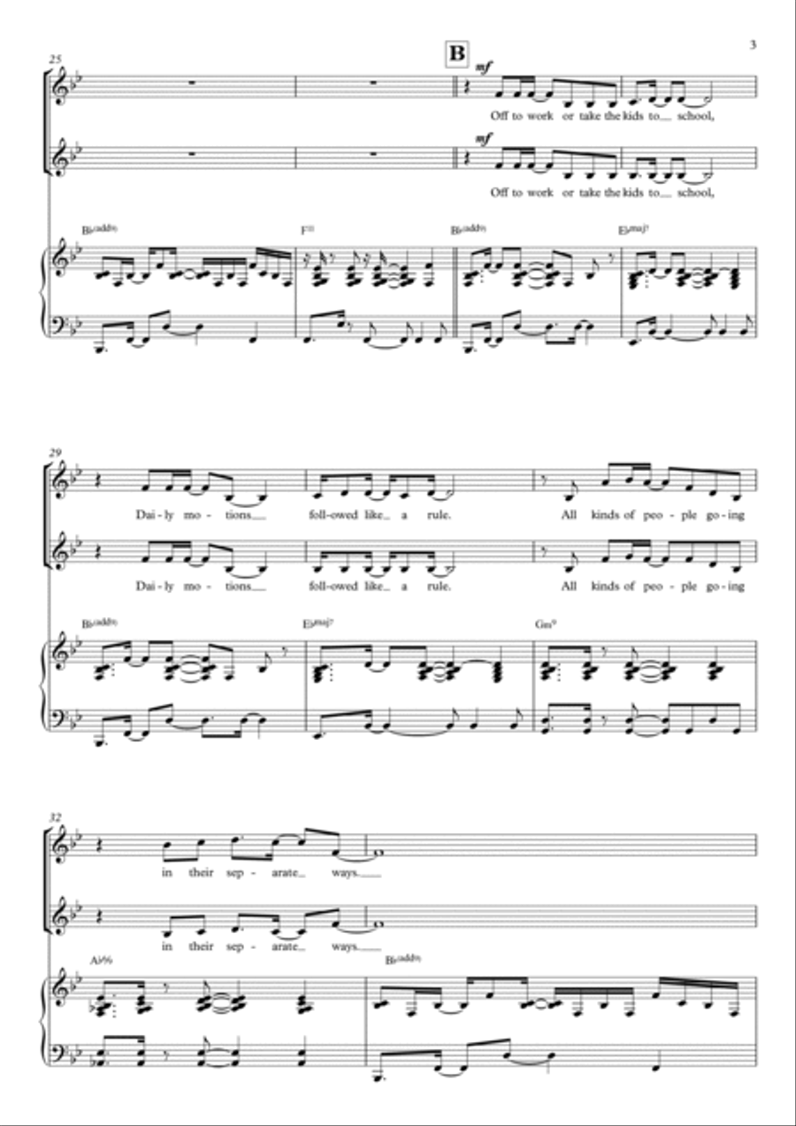 Ordinary Day for SAB Choir 3-Part scores gallery preview page 3