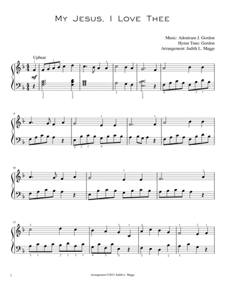 My Jesus, I Love Thee (Gordon) for Intermediate piano image number null