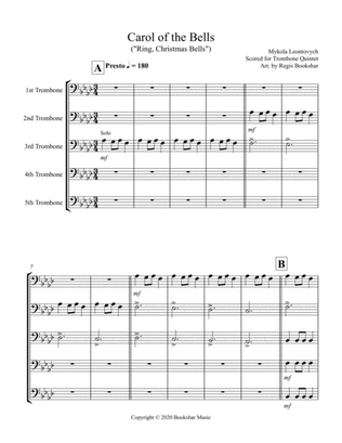 Carol of the Bells (F min) (Trombone Quintet)