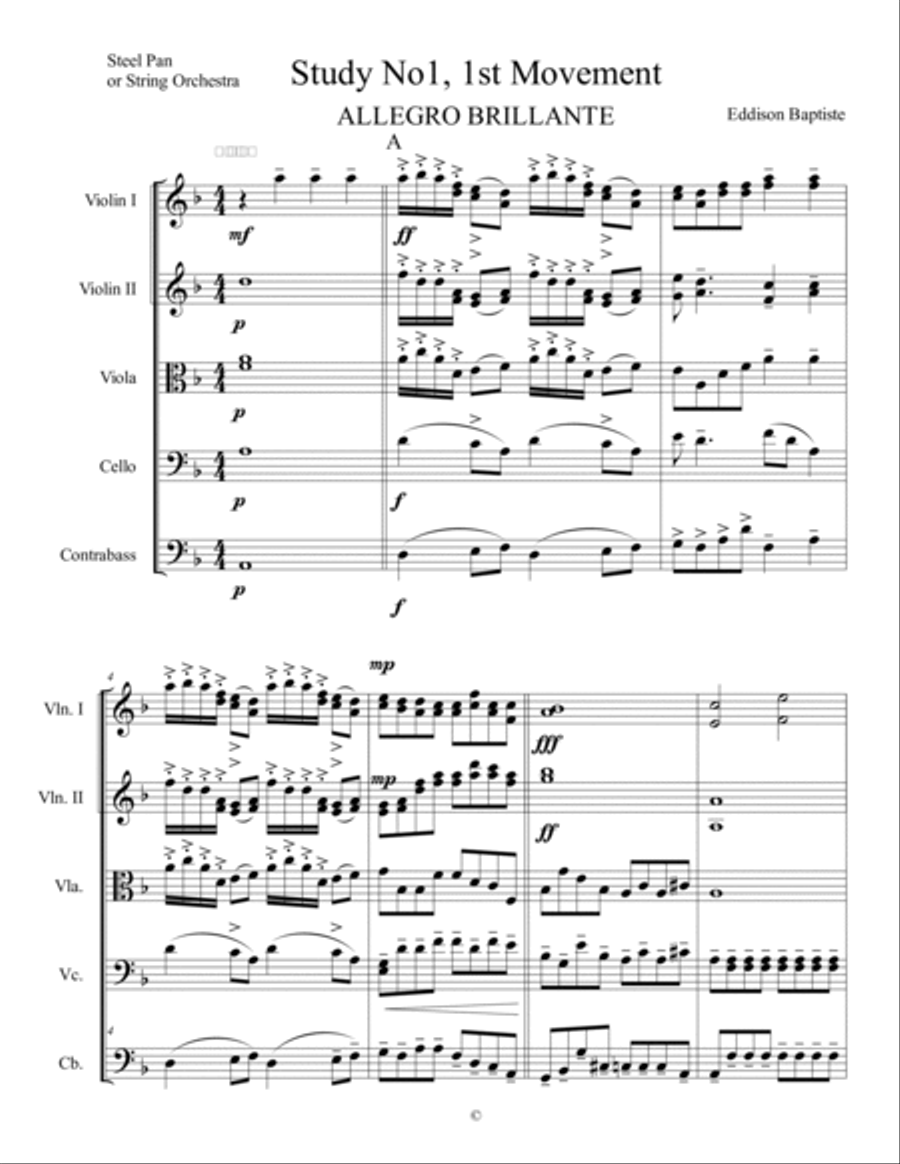 Study No1, 1st Movement ALLEGRO BRILLANTE String Orchestra scores gallery preview page 2