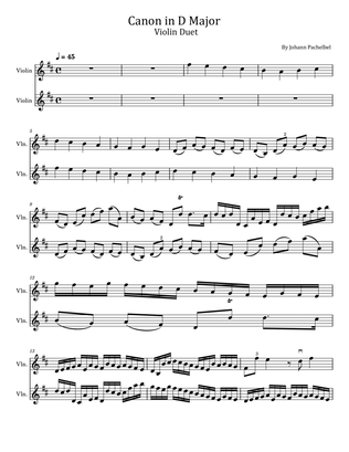 Book cover for Canon in D Major - Violin Duet - With Finger Number