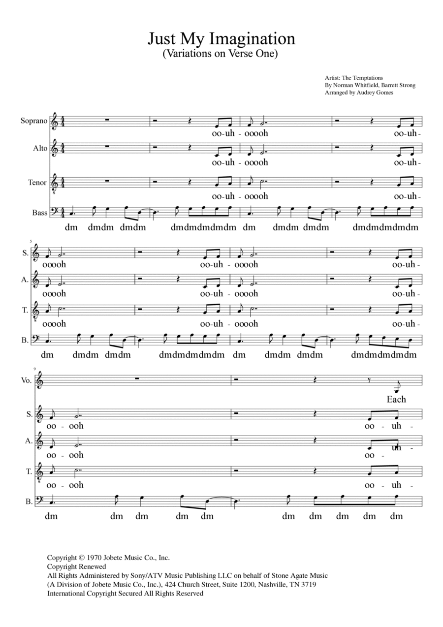 Just My Imagination (running Away With Me) 4-Part scores gallery preview page 1