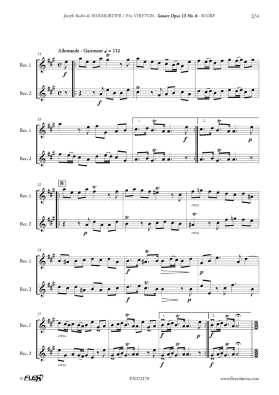 Sonata Opus 13 No. 6 Sonata Opus 13 No. 6 Woodwind Duet scores gallery preview page 3
