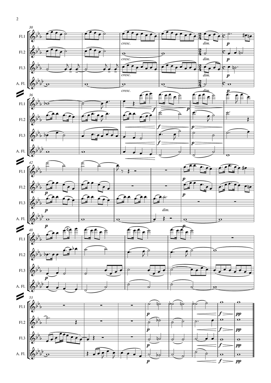 Dvorak: Mvt.II Largo (extract) from Symphony No.9 (New World) Op.95 - flute quartet Flute Quartet scores gallery preview page 2