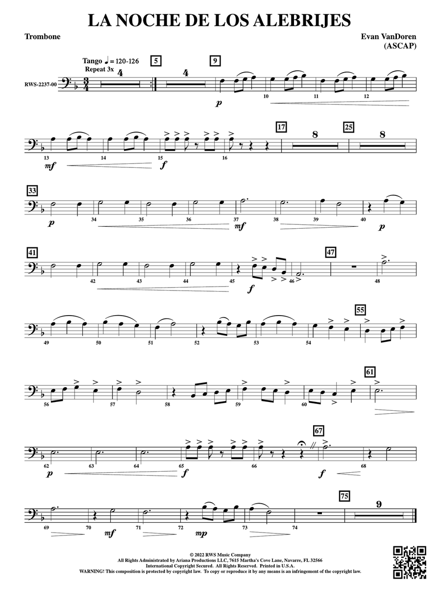La Noche de los Alebrijes: 1st Trombone Trombone scores gallery preview page 1