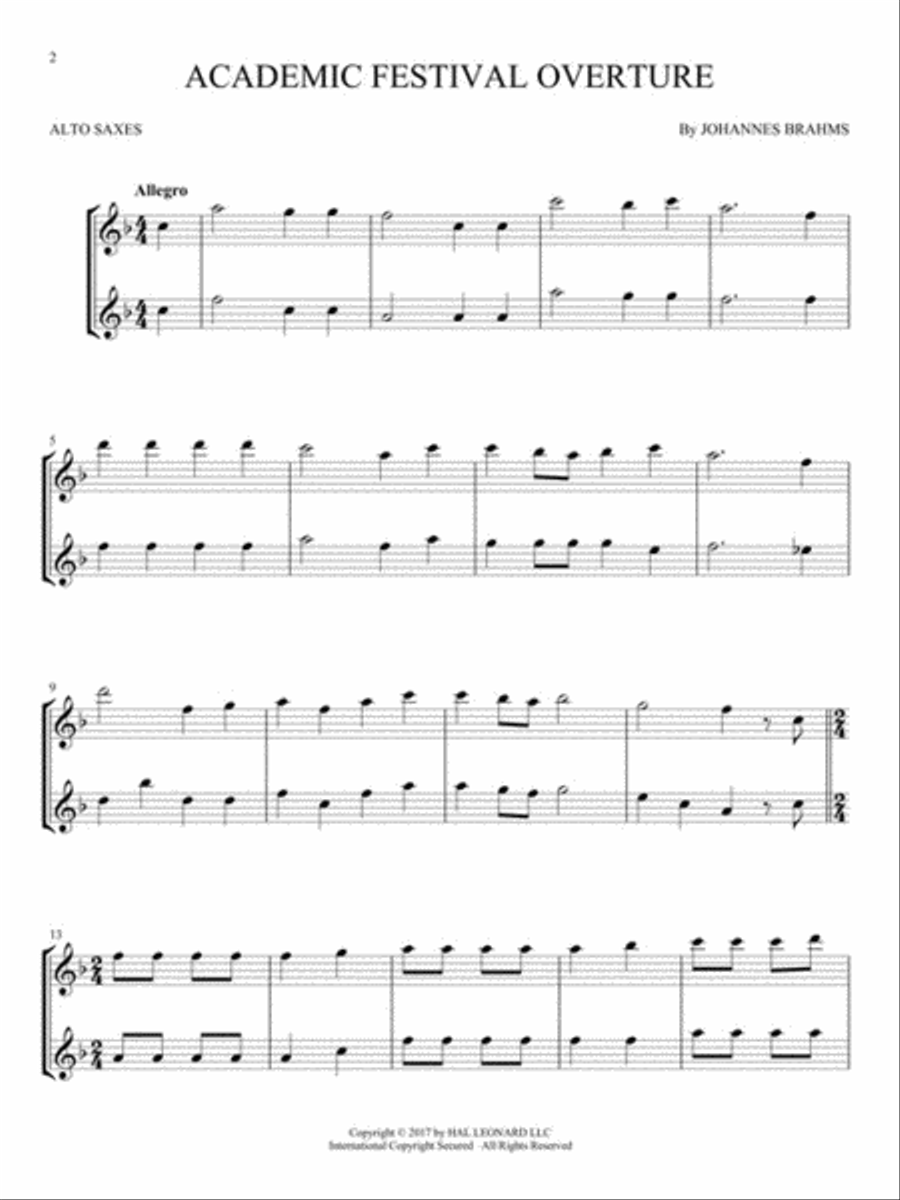 Classical Themes for Two Alto Saxophones Woodwind Duet scores gallery preview page 3