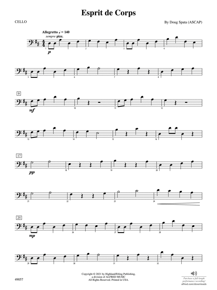 Esprit de Corps: Cello Esprit de Corps: Cello String Orchestra scores gallery preview page 1