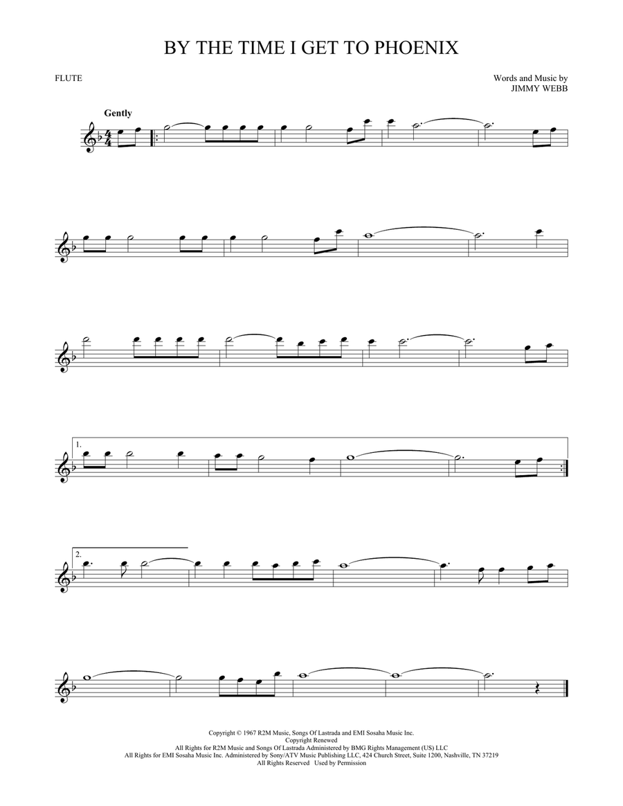 By The Time I Get To Phoenix Flute Solo scores gallery preview page 1