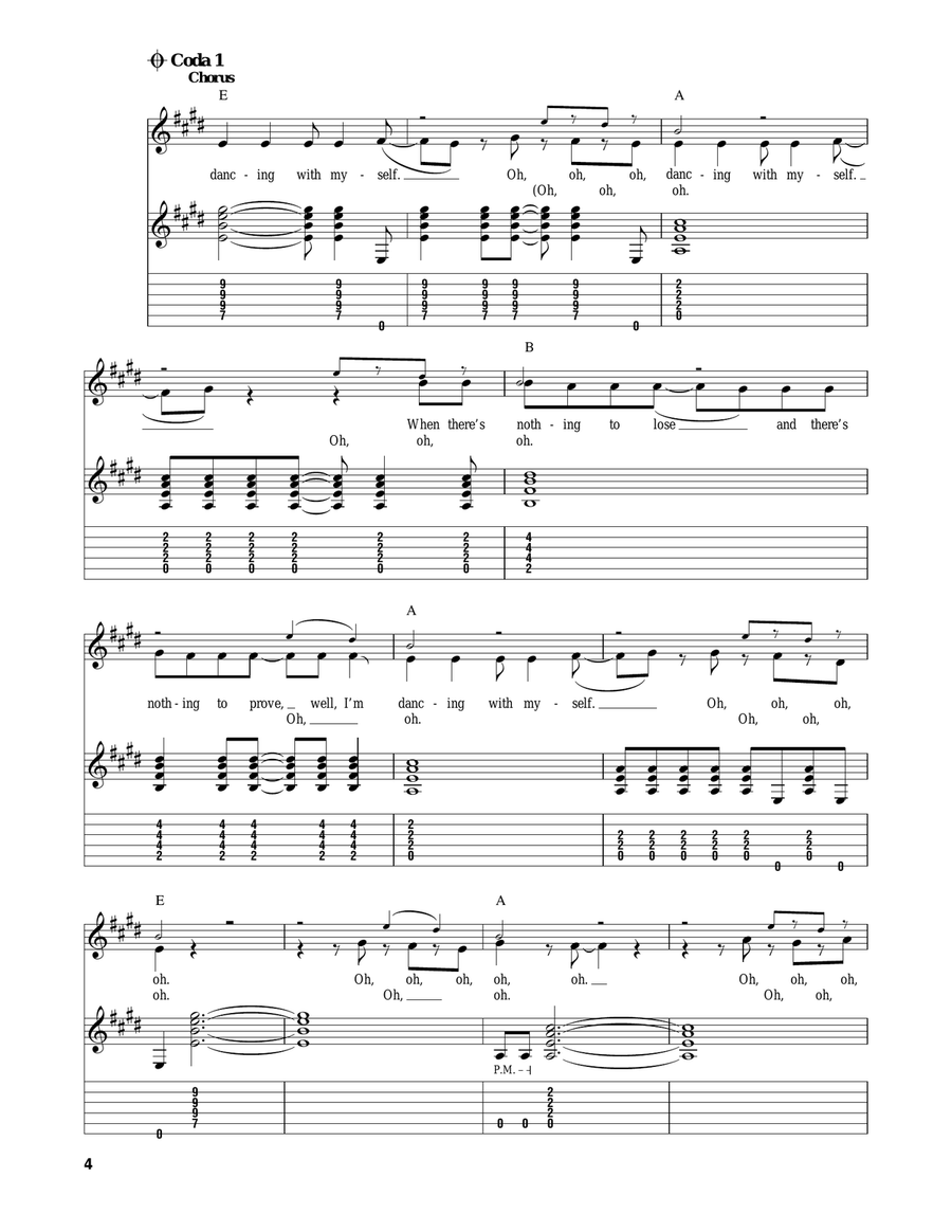 Dancing With Myself Acoustic Guitar scores gallery preview page 4
