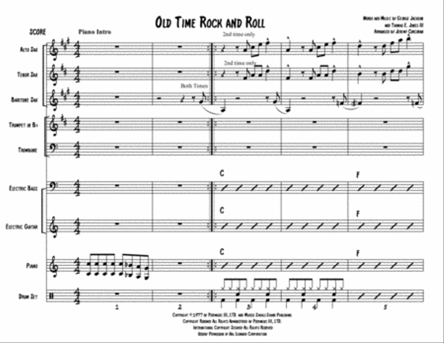 Old Time Rock & Roll Voice scores gallery preview page 1