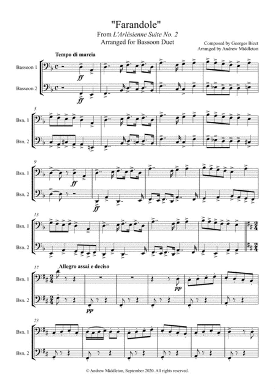 Farandole from L'Arlesienne Suite No. 2 arranged for Bassoon Duet Woodwind Duet scores gallery preview page 3