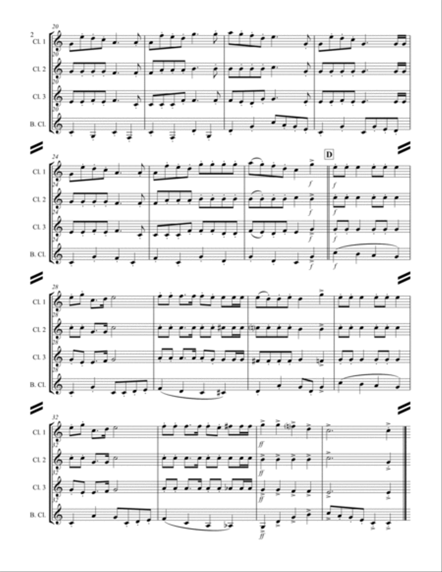 20 Traditional Christmas Carols Volume II (for Clarinet Quartet) Clarinet Quartet scores gallery preview page 3