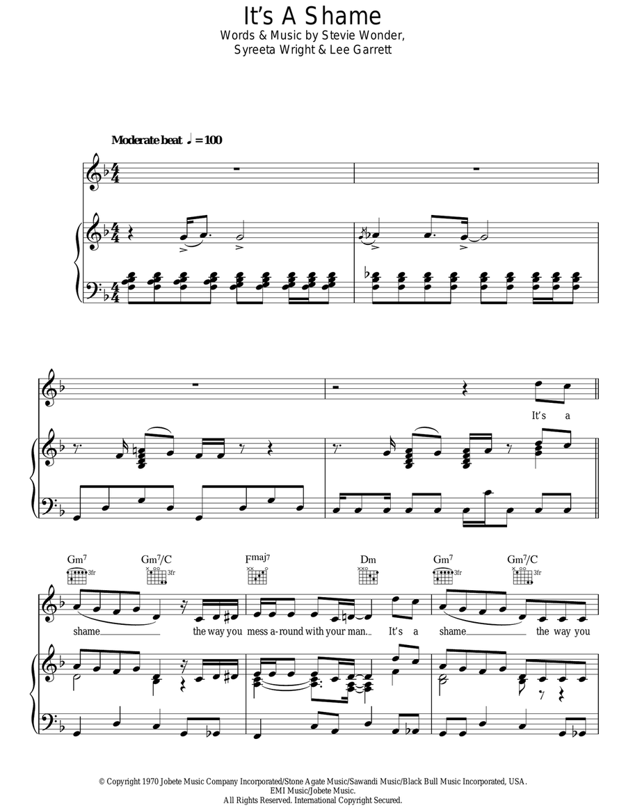 It's A Shame Acoustic Guitar scores gallery preview page 1
