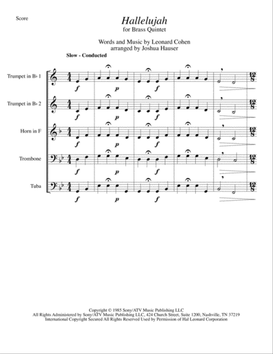 Hallelujah Hallelujah Brass Ensemble scores gallery preview page 2