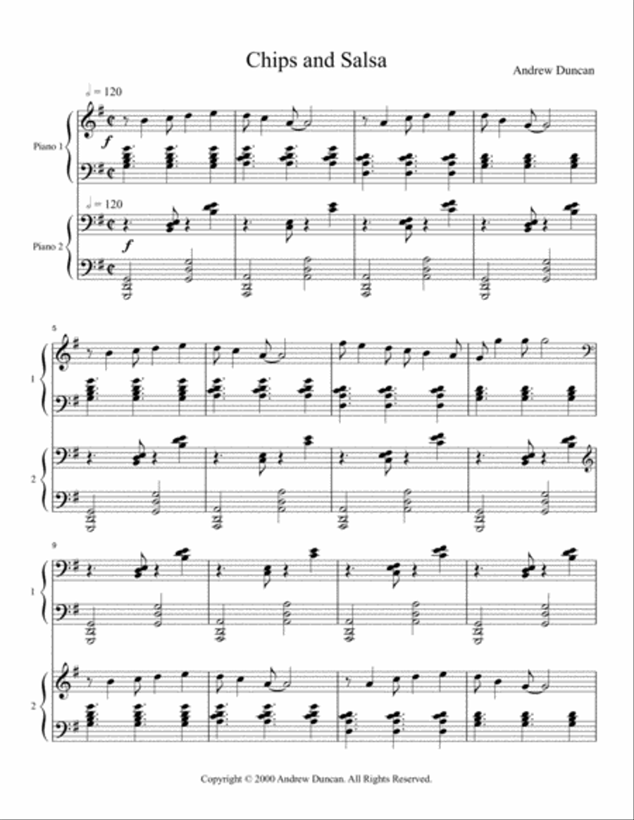 Chips and Salsa - Two Pianos 2 Pianos, 4-Hands scores gallery preview page 1