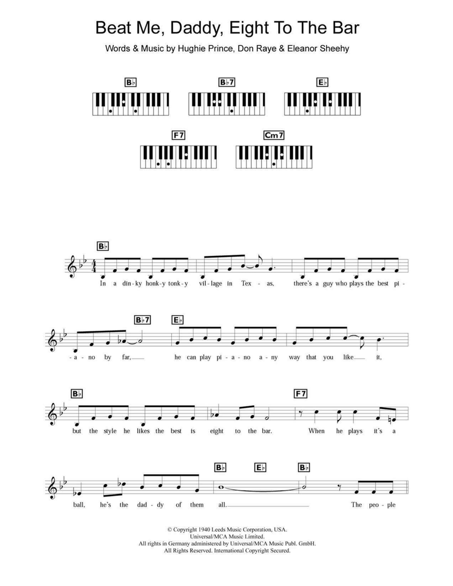 Beat Me Daddy, Eight To The Bar Piano scores gallery preview page 1