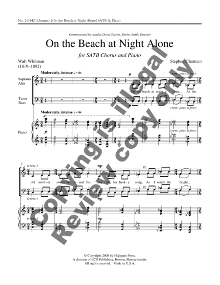 On the Beach at Night Alone 4-Part scores gallery preview page 6