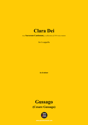 Book cover for Gussago-Clara Dei,in d minor,for A cappella