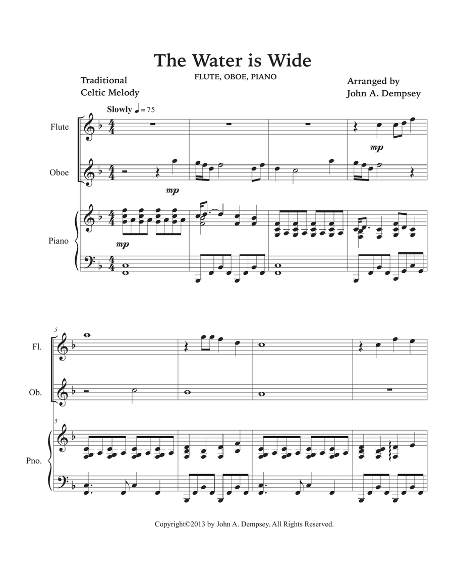 The Water is Wide (Trio for Flute, Oboe and Piano) Small Ensemble scores gallery preview page 5