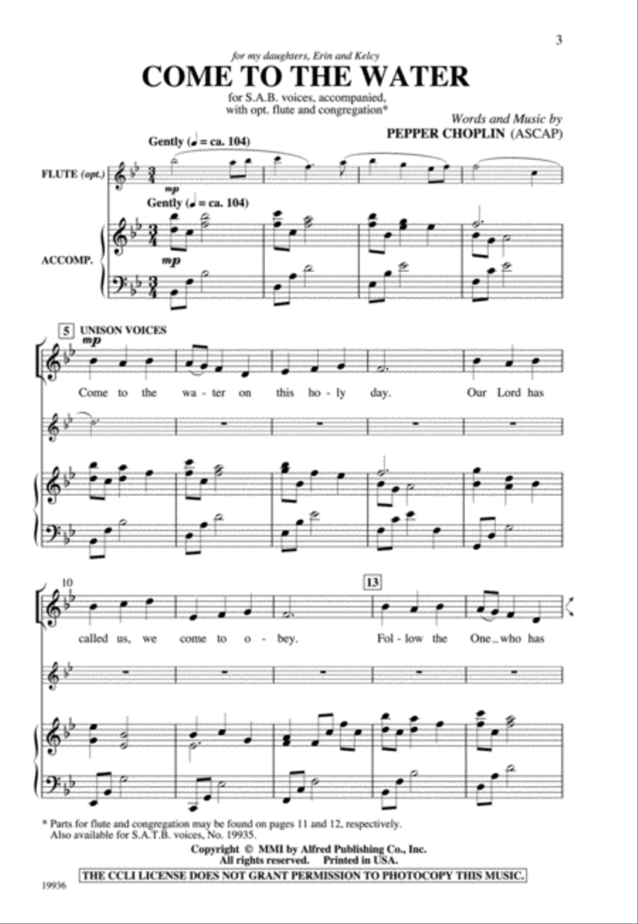 Come to the Water 3-Part scores gallery preview page 2