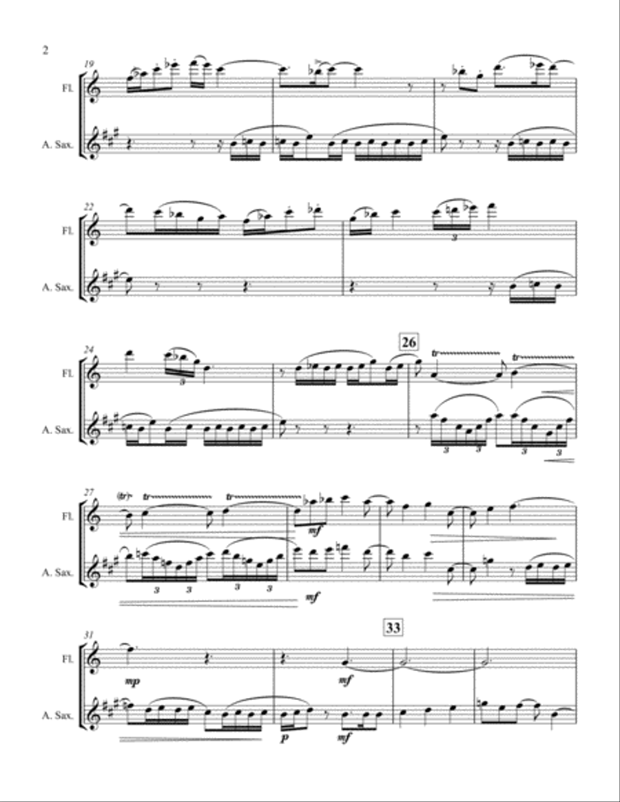 Celebration of Flight for Flute and Alto Saxophone Woodwind Ensemble scores gallery preview page 2