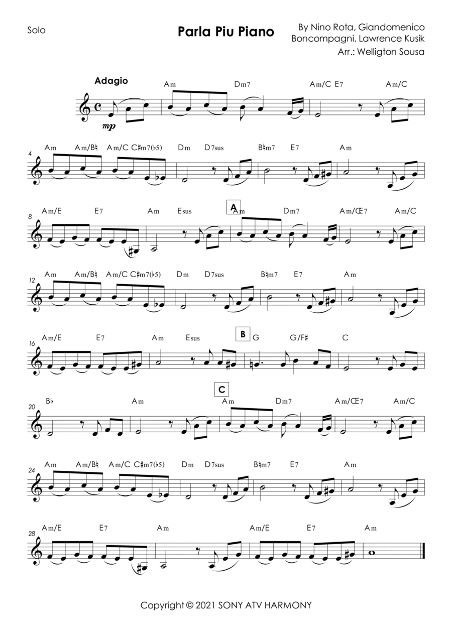 Parla Piu Piano A Cappella scores gallery preview page 1