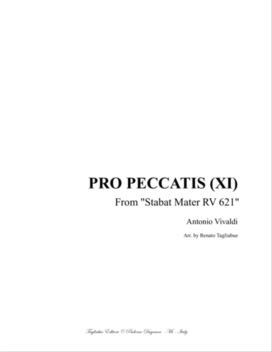 PRO PECCATIS (XI) - (From Stabat Mater- RV 621) - For Alto,and Organ 3 staff Voice scores gallery preview page 1
