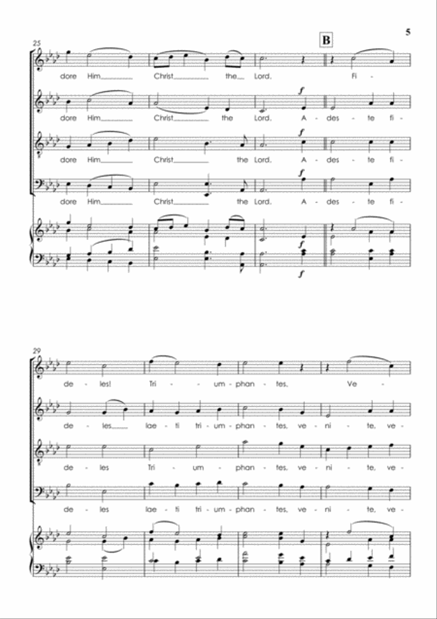 Adeste Fideles (O Come, All Ye Faithful) - SATB a Cappella 4-Part scores gallery preview page 5