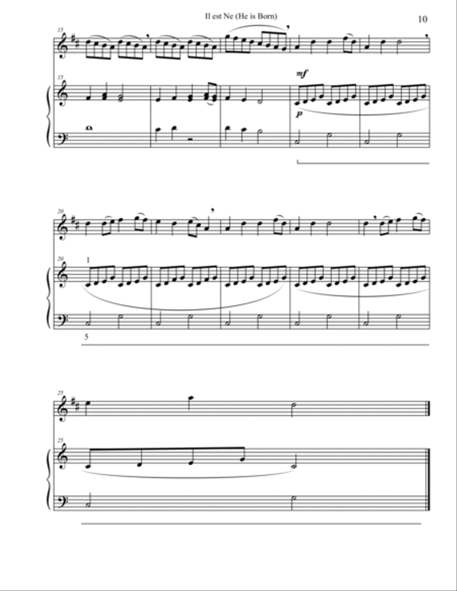Christmas Duets for Clarinet & Piano: Il Est Ne (He Is Born) Woodwind Duet scores gallery preview page 2