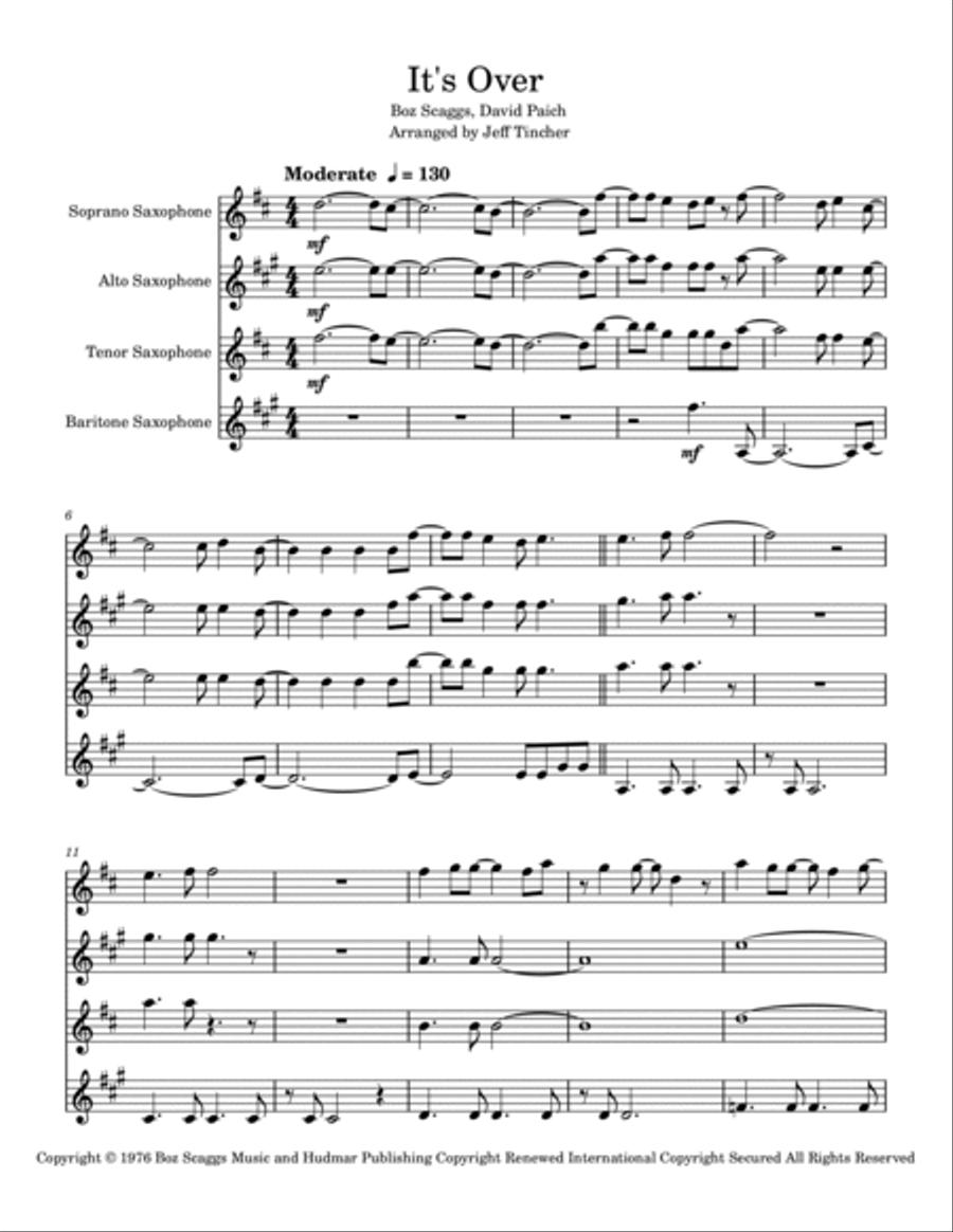 It's Over Saxophone Quartet scores gallery preview page 2