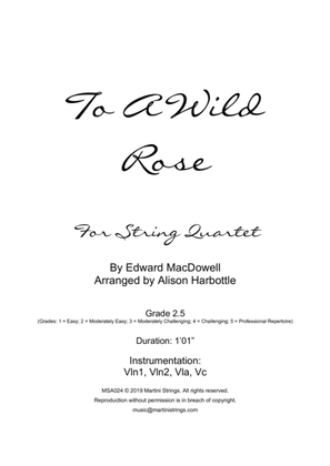 Book cover for To A Wild Rose - string quartet