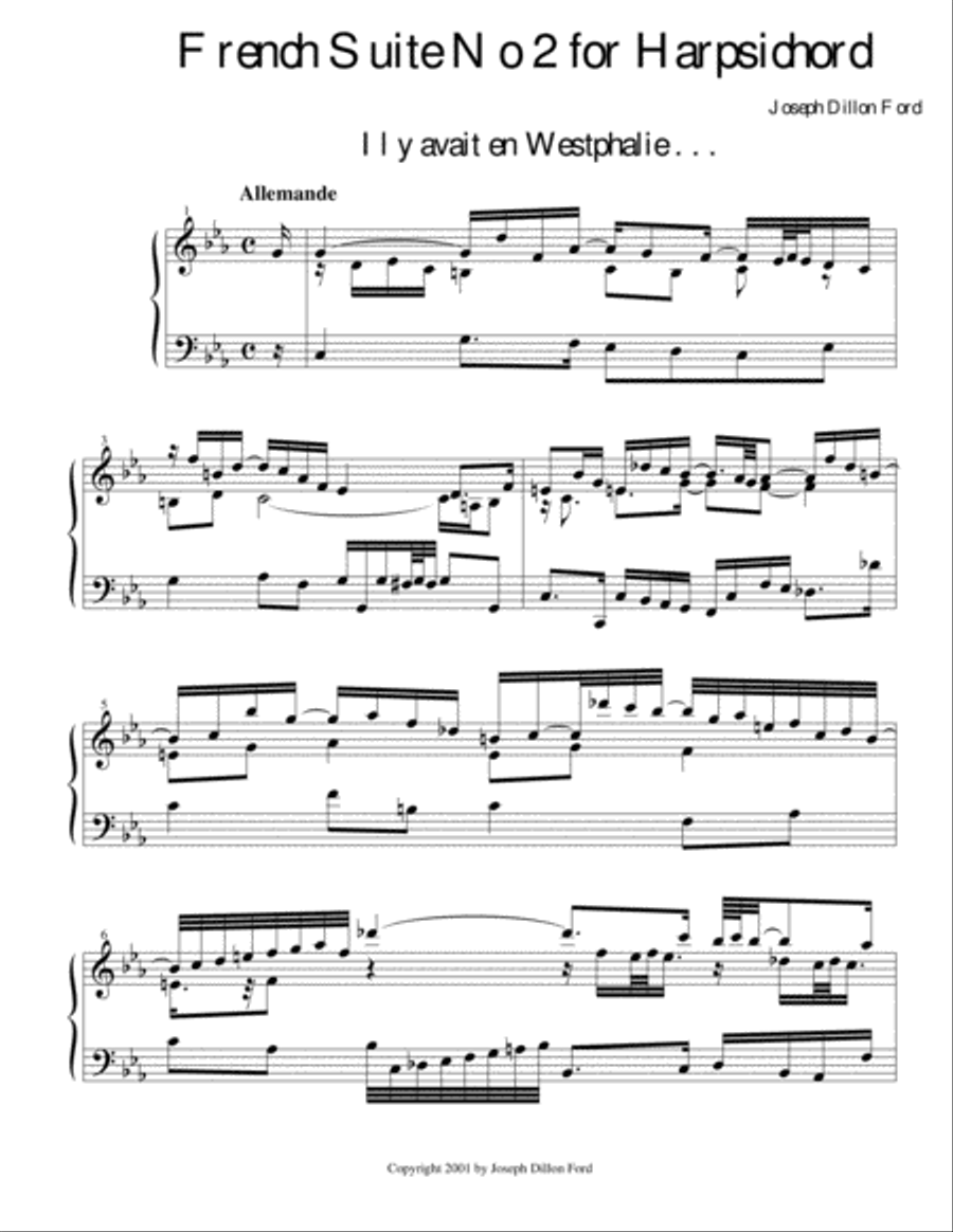 Suite française no. 2 pour le clavecin (French Suite No. 2 for Harpsichord) based on Voltaire's Can Harpsichord scores gallery preview page 1